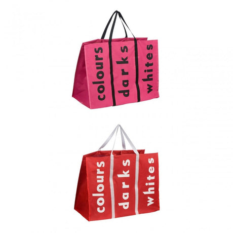 Red Polyester 3 Section Laundry Bag
