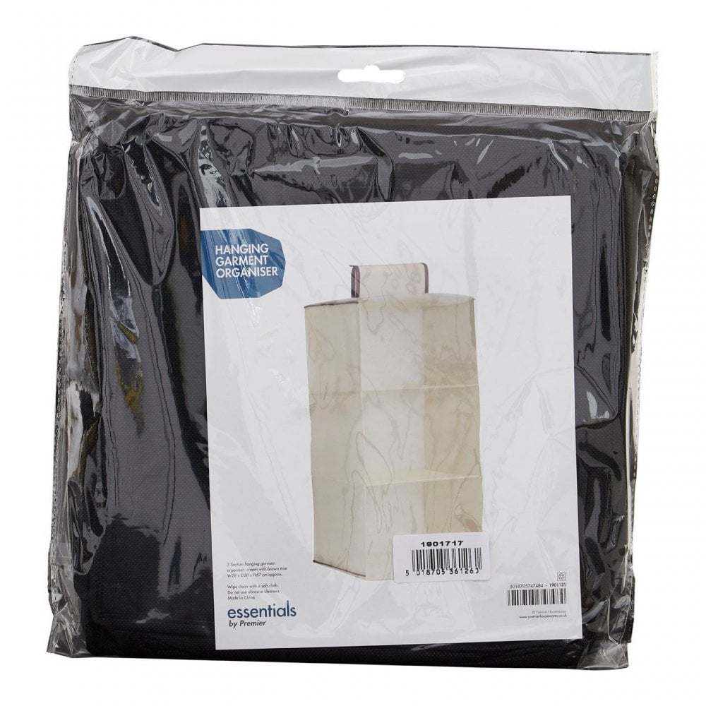 3 Sections Black Hanging Garment Organiser
