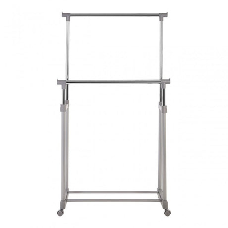 Clothes Hanging Double Rail With Wheels