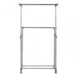 Clothes Hanging Double Rail With Wheels