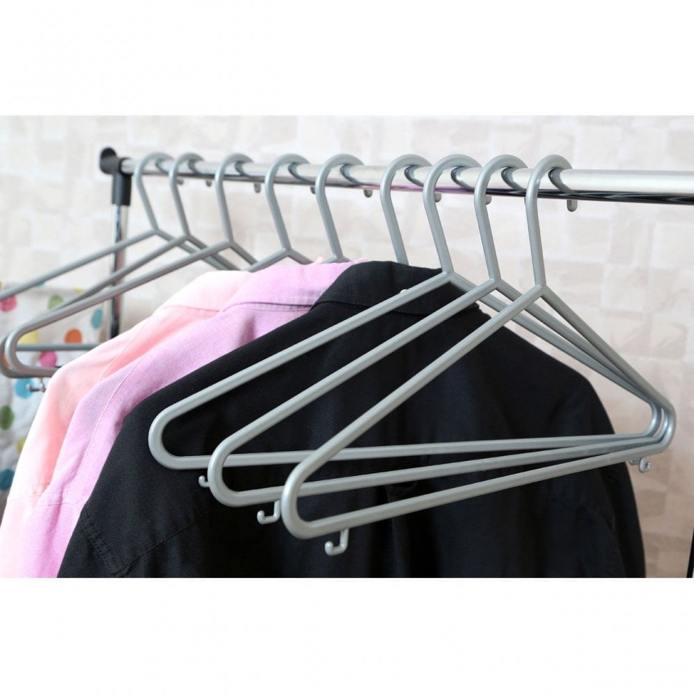 Grey Plastic Adult Hangers - Set Of 10