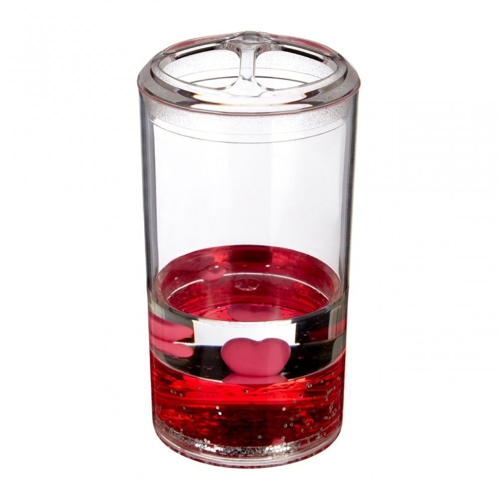 Acrylic Hearts Toothbrush Holder