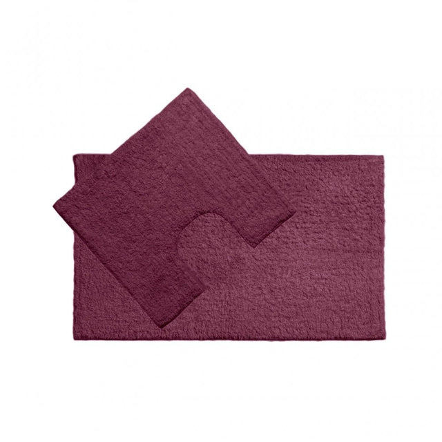 Purple Cotton Bath Mat And Pedestal Set