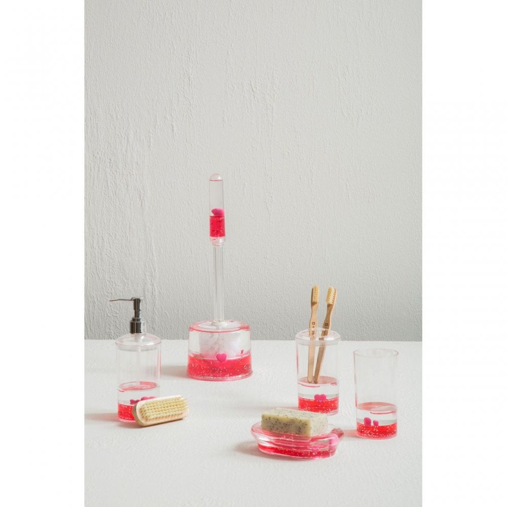 Acrylic Hearts Toilet Brush Holder
