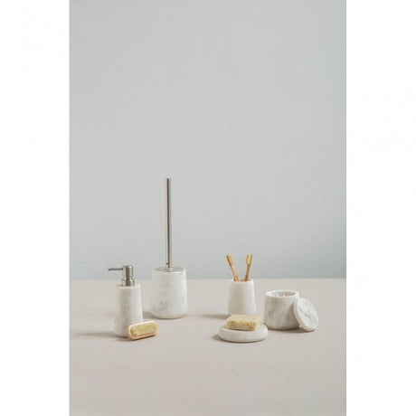 Marble And Off-White Toilet Brush