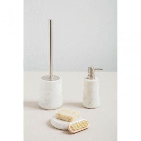 Marble And Off-White Toilet Brush