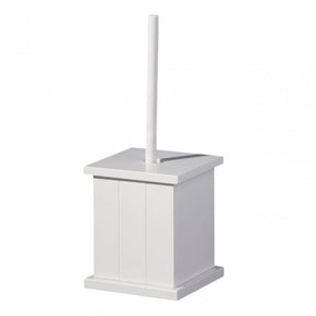 White Wooden Toilet Brush Holder