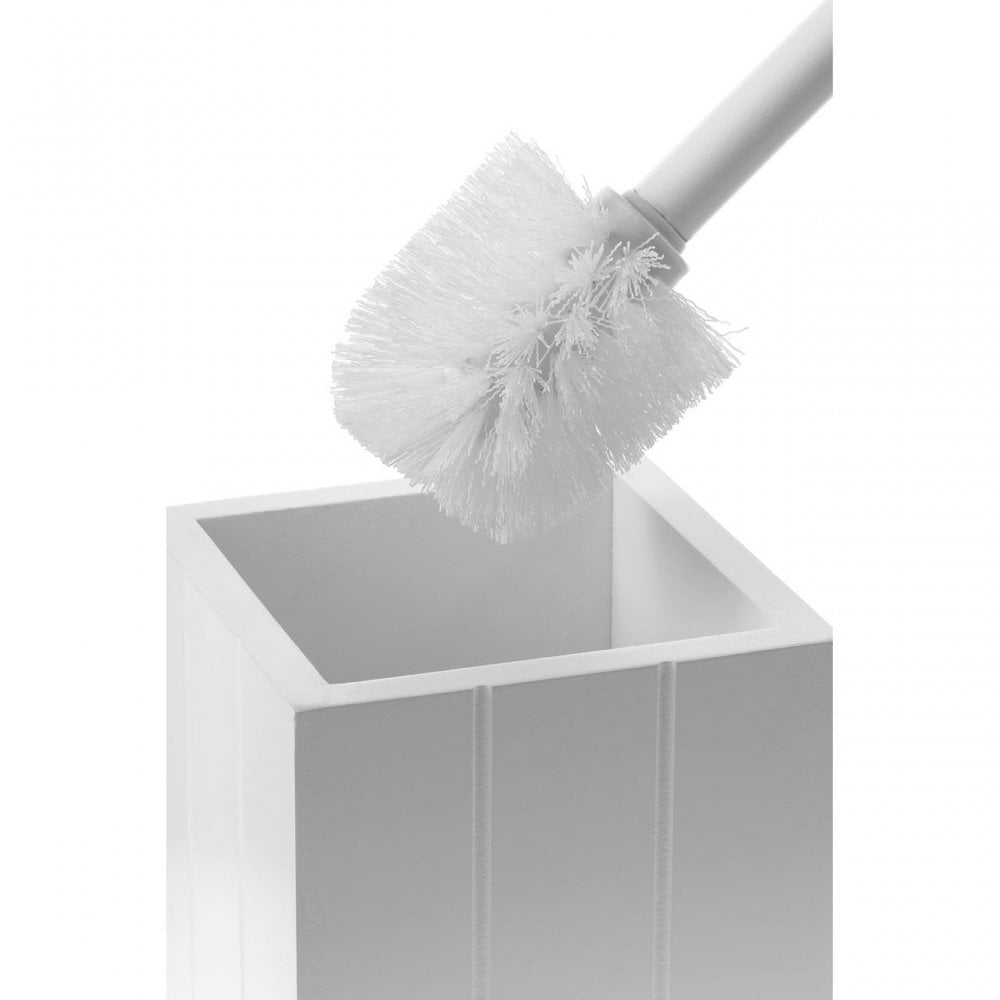 White Wooden Toilet Brush Holder