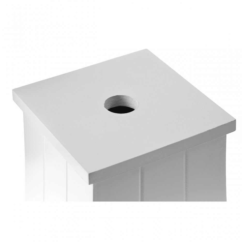 White Wooden Toilet Brush Holder