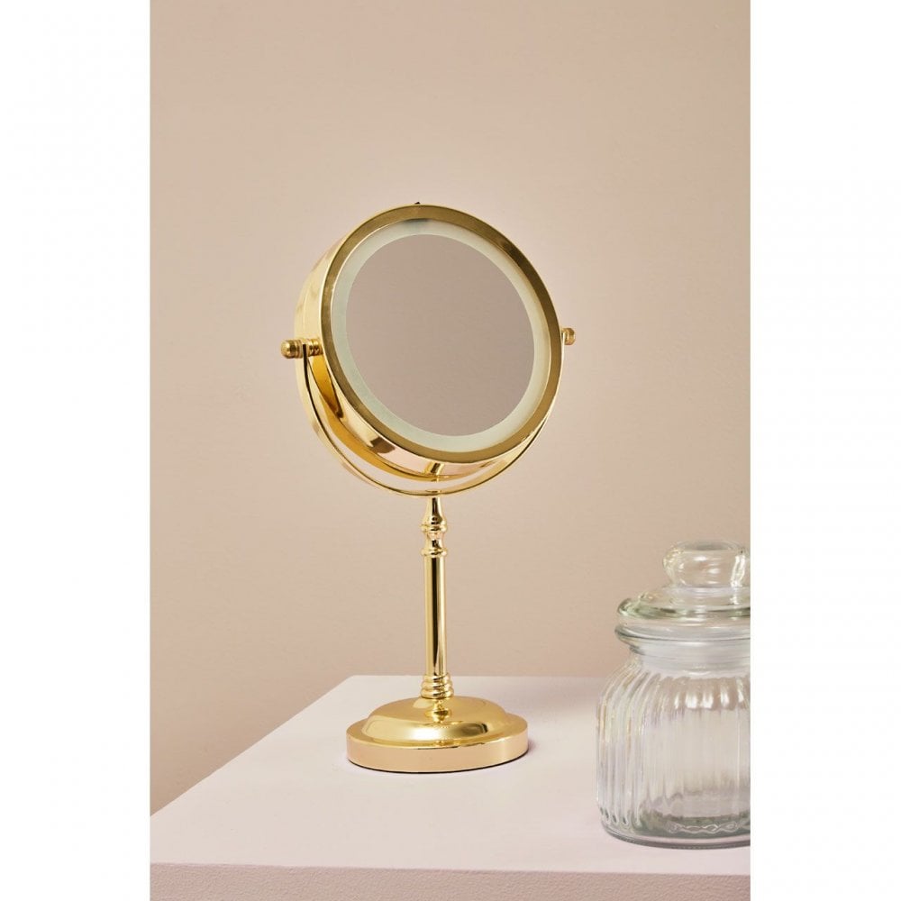 Cassini Gold Finish Iron Led Table Mirror