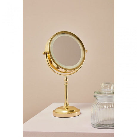Cassini Gold Finish Iron Led Table Mirror