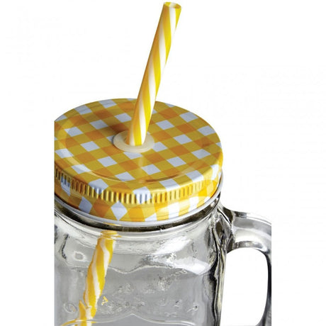 Embossed Mason Jar Mug With Yellow Lid