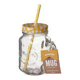 Embossed Mason Jar Mug With Yellow Lid