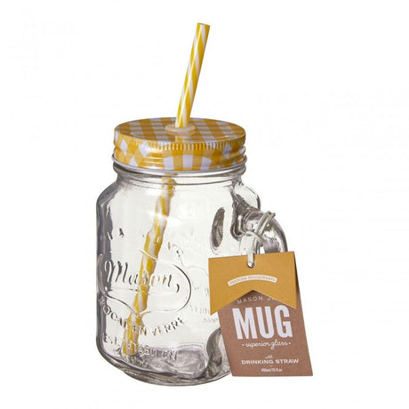 Embossed Mason Jar Mug With Yellow Lid