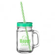 Square Happy Days Jar Mug - 450Ml Glass