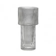 Esma Large Ribbed Grey Glass Vase