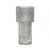 Esma Large Ribbed Grey Glass Vase