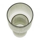 Esma Large Ribbed Grey Glass Vase