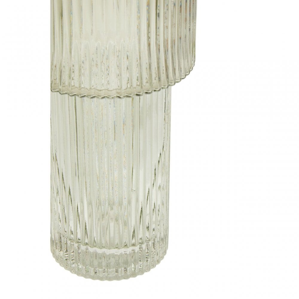 Esma Large Ribbed Grey Glass Vase