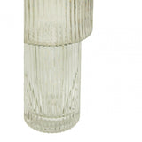 Esma Large Ribbed Grey Glass Vase