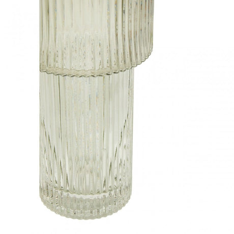Esma Large Ribbed Grey Glass Vase