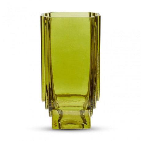 Edan Small Olive Green Glass Vase