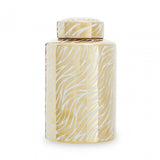 Doria Small White And Gold Finish Jar