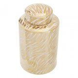 Doria Small White And Gold Finish Jar