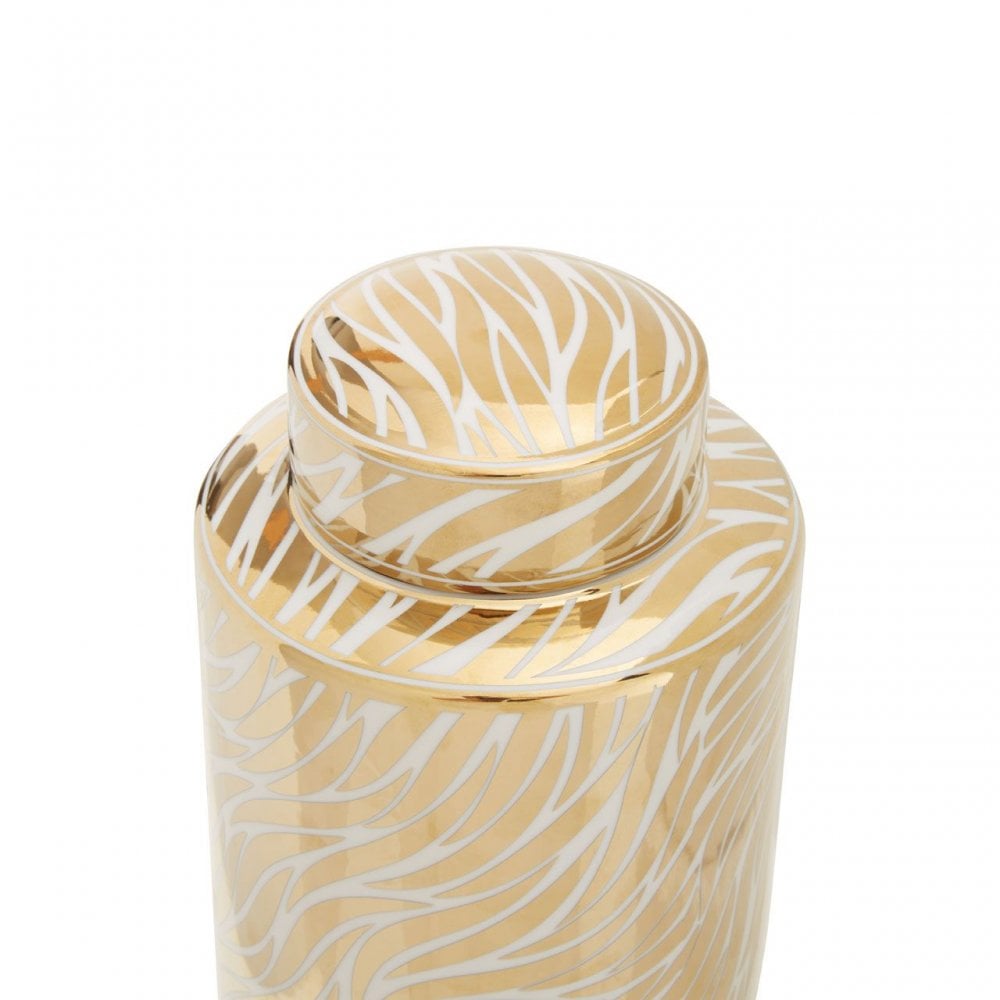 Doria Small White And Gold Finish Jar
