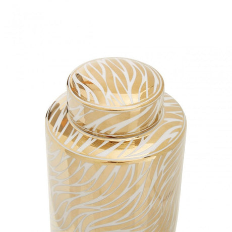 Doria Small White And Gold Finish Jar