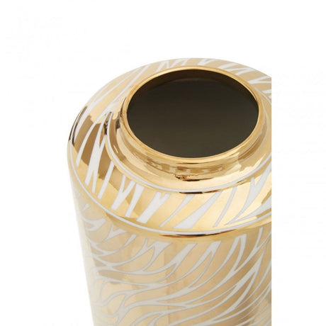 Doria Small White And Gold Finish Jar