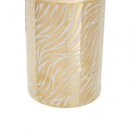 Doria Small White And Gold Finish Jar