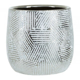 Honna Small White Silver Ceramic Planter
