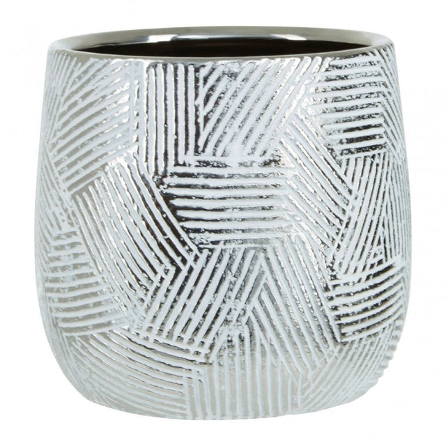 Honna Small White Silver Ceramic Planter