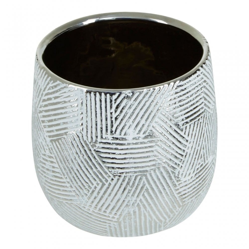 Honna Small White Silver Ceramic Planter