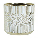 Honna Small White Gold Ceramic Planter