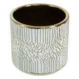 Honna Small White Gold Ceramic Planter