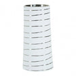 Haldis Small White Silver Stripe Ceramic Vase