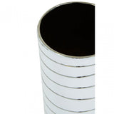 Haldis Small White Silver Stripe Ceramic Vase