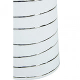 Haldis Small White Silver Stripe Ceramic Vase