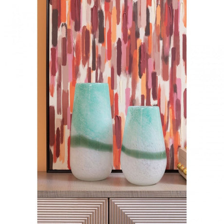 Celia Large Green And White Vase