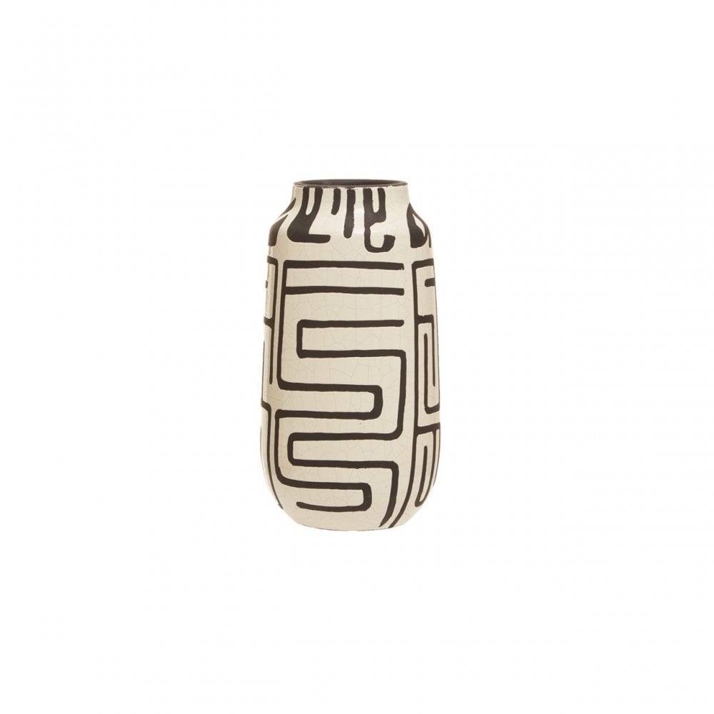 Barren Earthenware White And Black Vase