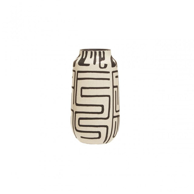 Barren Earthenware White And Black Vase