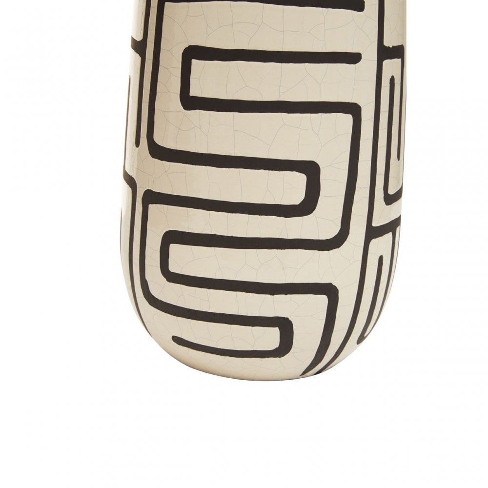 Barren Earthenware White And Black Vase