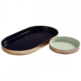 Elva Set Of 2 Navy  & Gold Trays