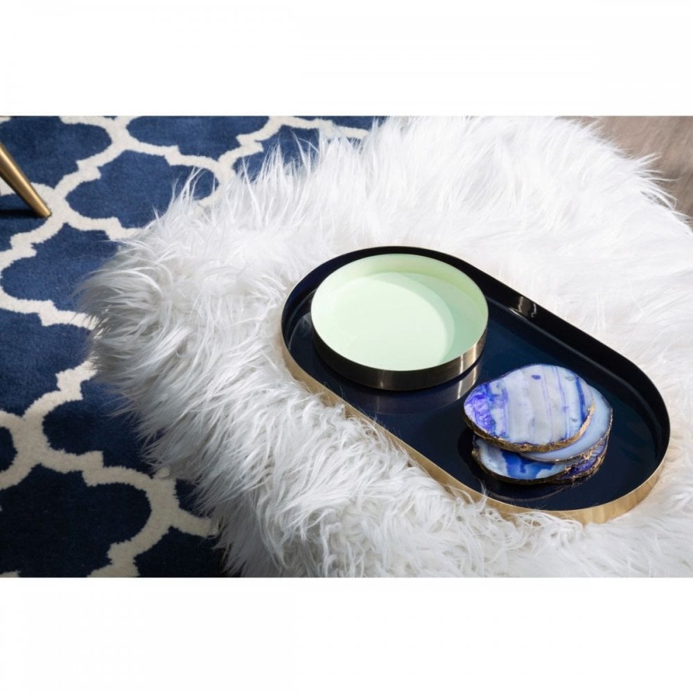 Elva Set Of 2 Navy  & Gold Trays