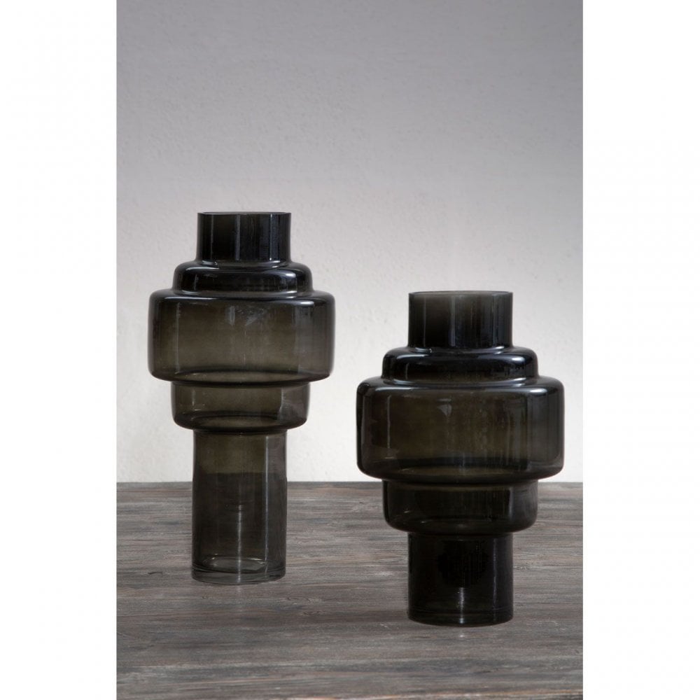 Cayden Small Black Smoked Glass Vase