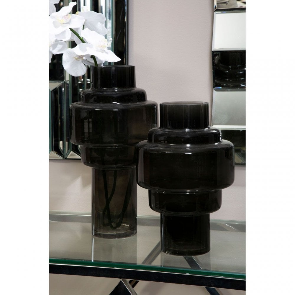 Cayden Small Black Smoked Glass Vase