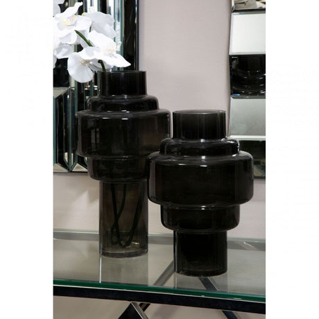 Cayden Small Black Smoked Glass Vase
