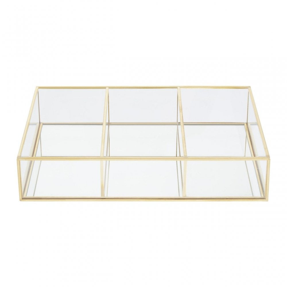 3 Compartments Clear Glass Makeup Organiser